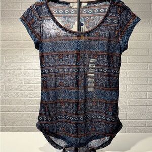 Red and Blue Fitted Cap‎ Sleeve Bodysuit